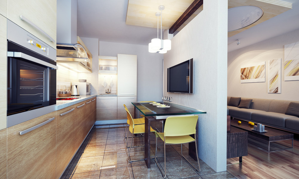 modern kitchen interior 3d render
